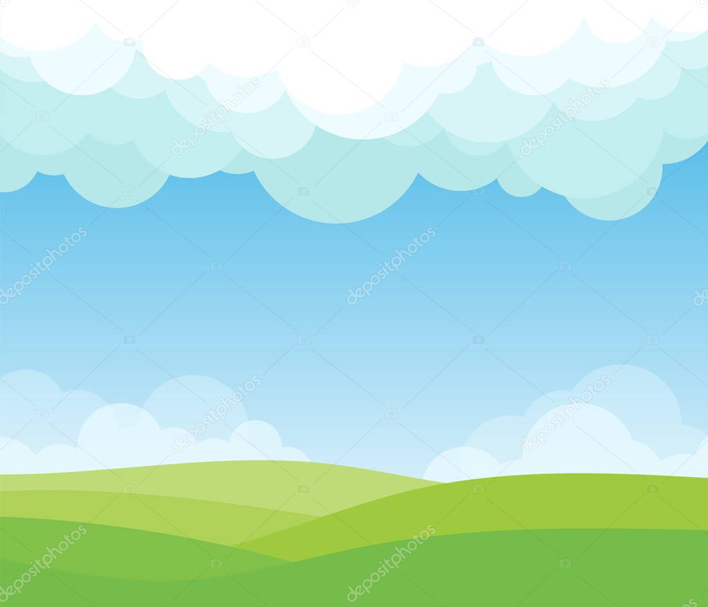 Landscape background with white cloud set on blue sky