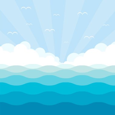 Bulut ve gökyüzü manzara arka plan ile mavi dalga