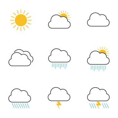 Düz bulut hava tasarım beyaz arka plan üzerinde ayarla.