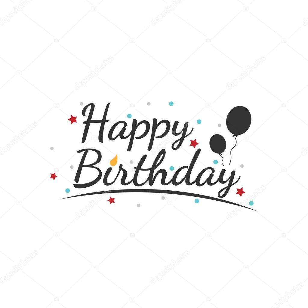 Happy Birthday vector brush lettering isolated on white background.Typography design