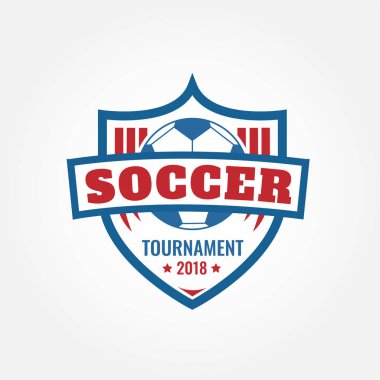 Futbol Turnuvası logo vektör tasarımı beyaz degrade arka plan üzerinde