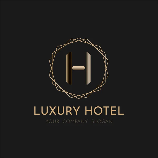 Πολυτελή Ξενοδοχείο Λογότυπο Φορέα Σχεδιασμού Μαύρο Φόντο — Διανυσματικό Αρχείο