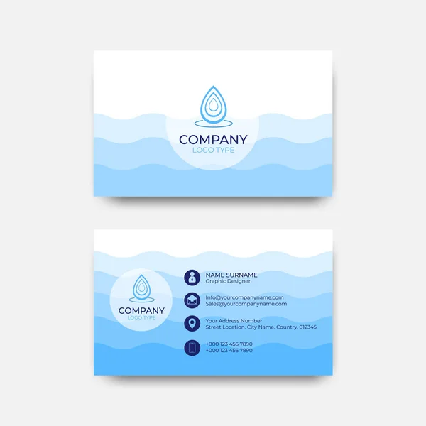 Business Card Design Company Blue Wave Flat Design Vector — Stock Vector