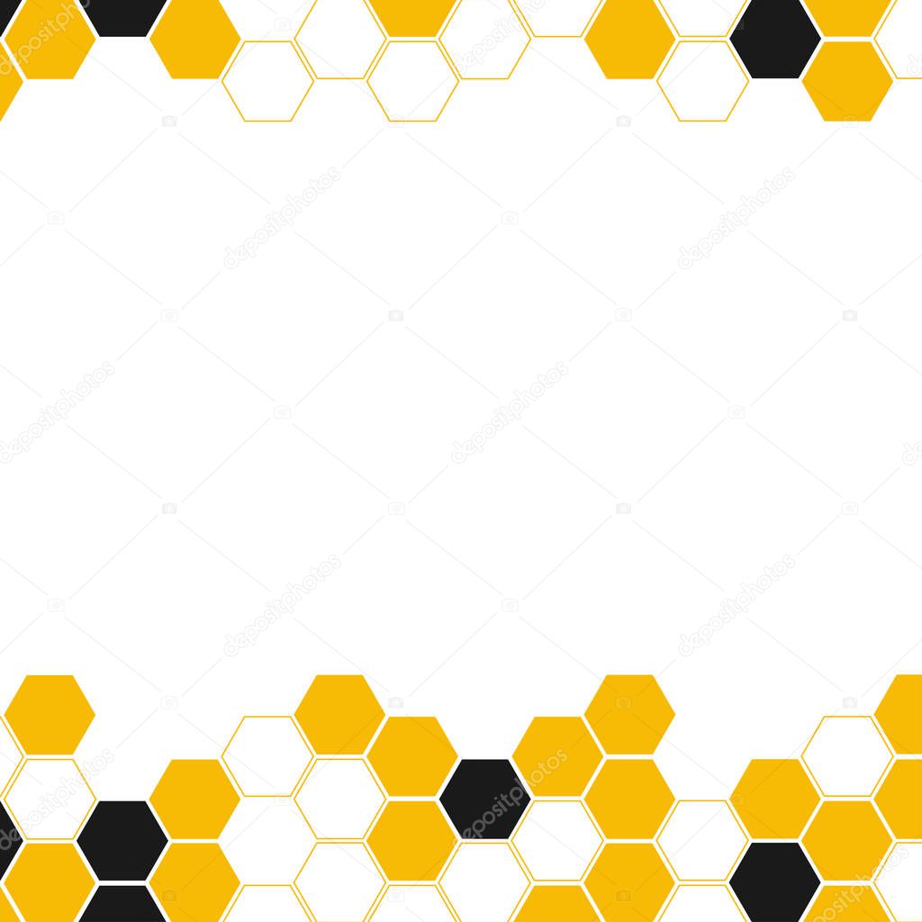 Hexagon bee hive vector abstract with white space for text. Yellow and black modern background vector illustration.