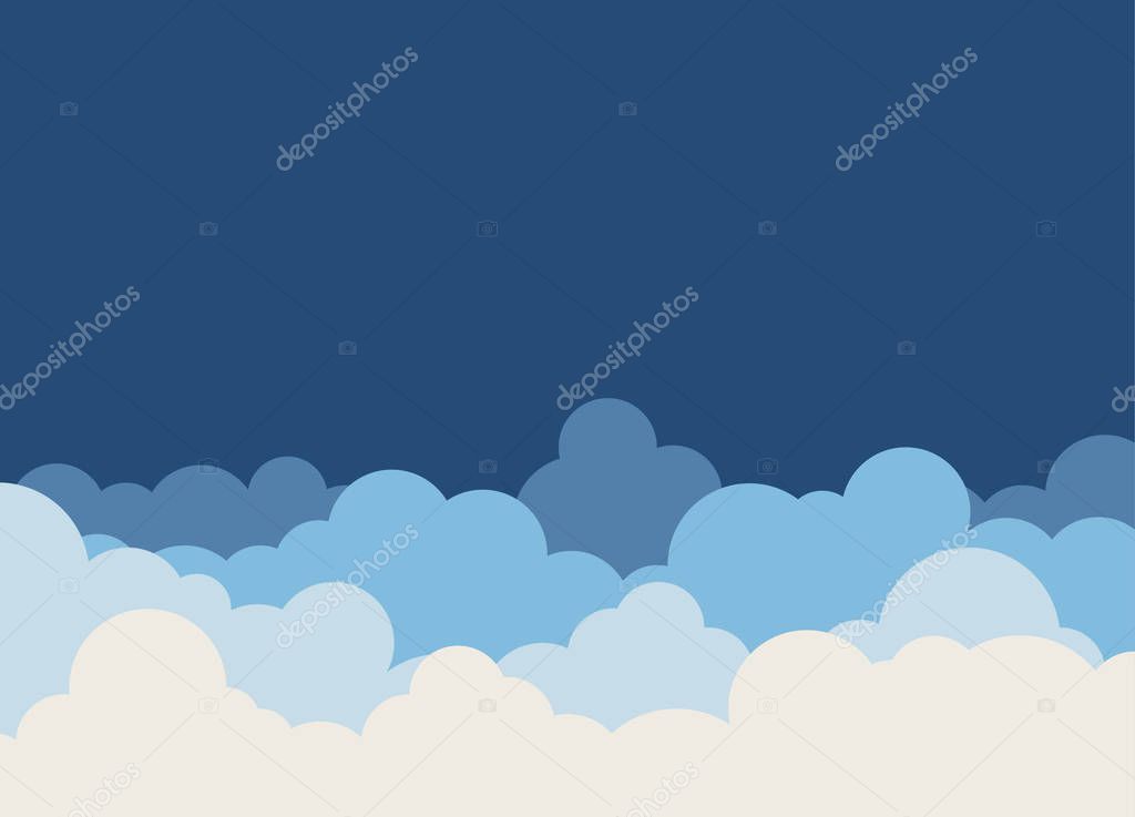 Cloud set on sky landscape vector background illustraition