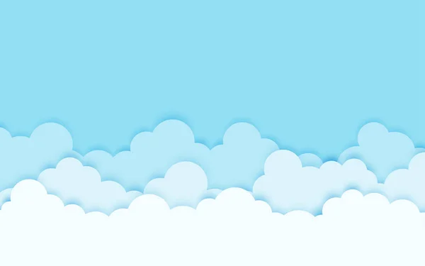 Weiße Und Blaue Wolken Mit Dem Himmel Cartoon Design Papier — Stockvektor