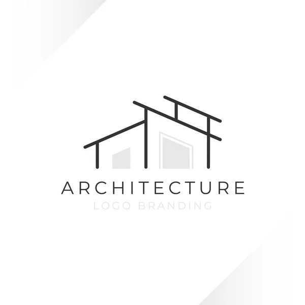家庭建筑建筑建筑公司标志设计扁平风格黑白隔离抽象背景矢量图解 — 图库矢量图片