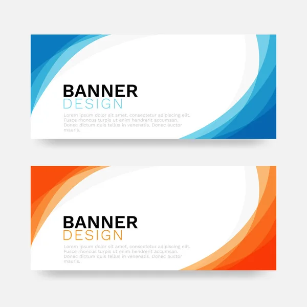 Banner Web Advertising Design Curve Layer Abstract Collection Blue Orange — Stock Vector