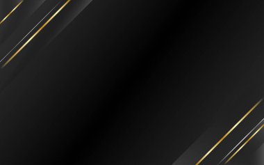 Altın çizgileri olan soyut lüks. Metin için karanlık vektör arkaplan boşluğuna sahip modern conner çokgeni.