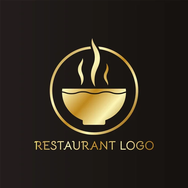 Restaurant Luxury Logo Brand Design Soup Smoke Cups Black Background — Stock Vector