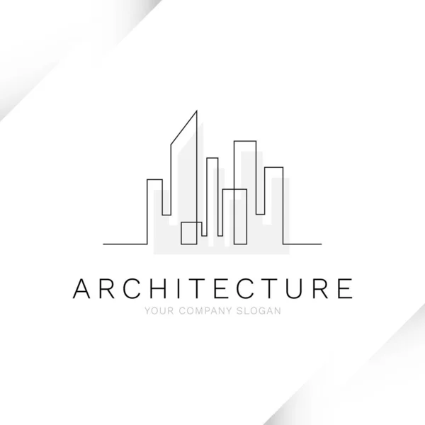 Architectuur Gebouw Bouw Vastgoed Bedrijf Logo Ontwerp Geïsoleerde Abstracte Achtergrond — Stockvector