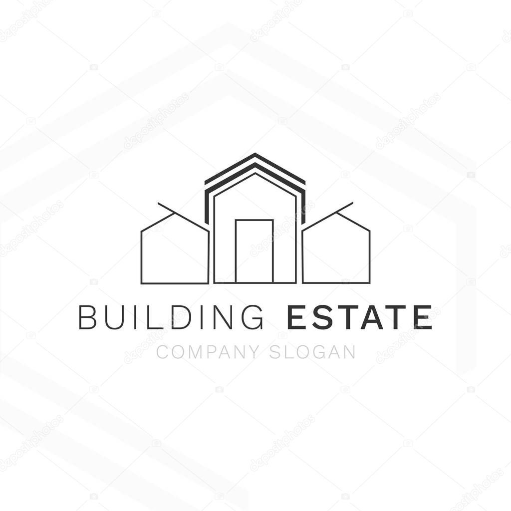 Architecture building home real estate logo icon minimal style design isolated on abstract background vector illustration