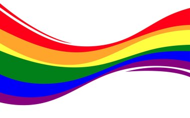 LGBT gururlu gökkuşağı dalgalanan lezbiyen, gey ve biseksüel bayrak vektörü beyaz arka planda