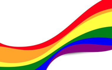 Beyaz arka planda lezbiyen, gey ve biseksüel renkli gökkuşağı bayrağı taşıyıcı LGBT gururu