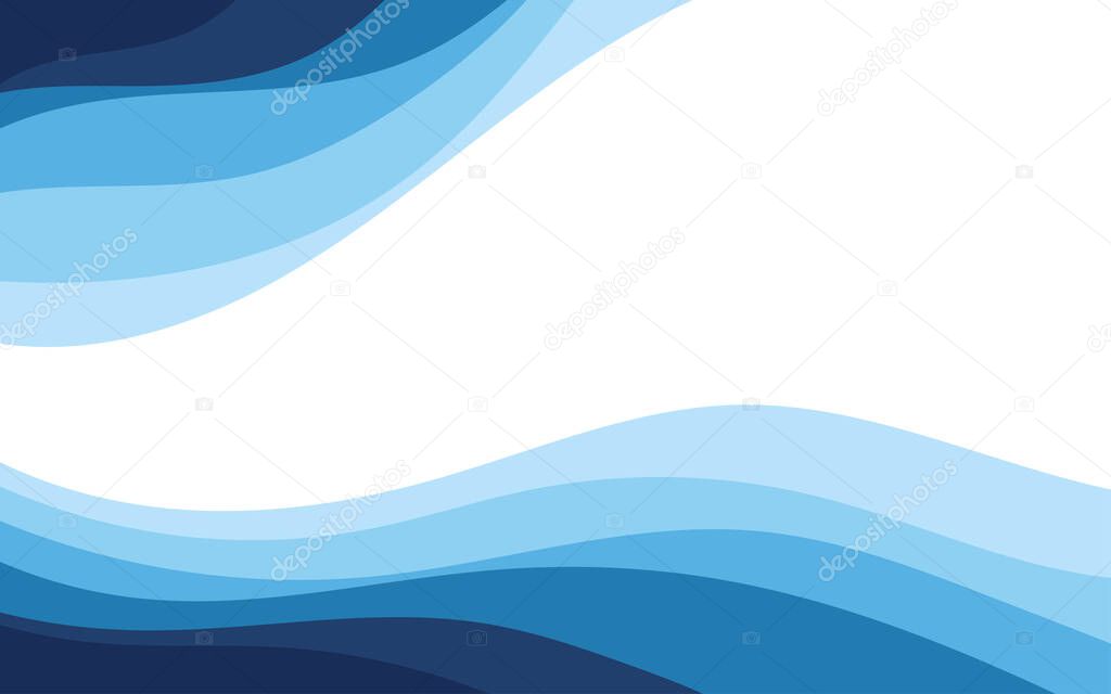 Deep sea waves concept with white space vector abstract background