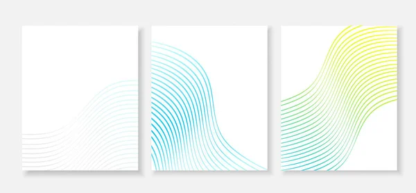 Wave Flowing Lines Curve Banner Set Design Vector Abstract Background — Stock Vector