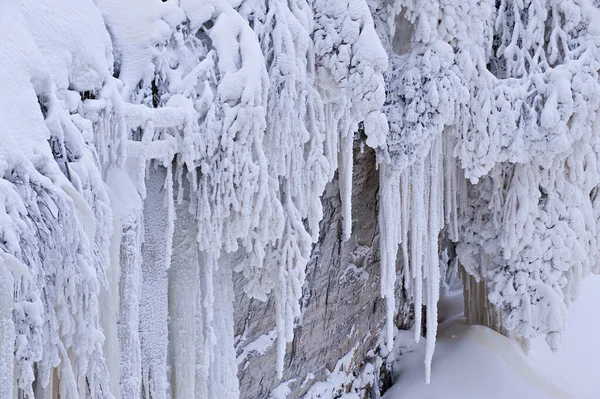 Χειμερινό Τοπίο Της Παγωμένης Και Παγωμένης Ακτογραμμής Του Ποταμού Tahquamenon — Φωτογραφία Αρχείου