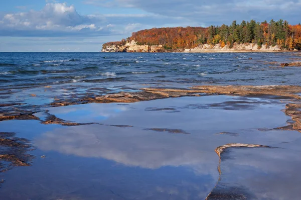 Podzimní Krajina Pískovcového Pobřeží Jezera Superior Břehu Pictured Rocks National — Stock fotografie