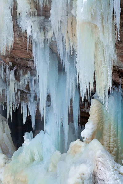 Χειμερινό Τοπίο Των Παγωμένων Upper Tahquamenon Falls Tahquamenon Falls State — Φωτογραφία Αρχείου