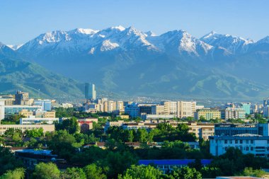 Almaty şehir manzarası, Kazakistan, Orta Asya 