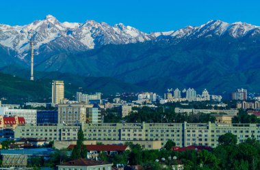 Almaty şehir manzarası, Kazakistan, Orta Asya 