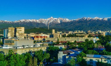 Almaty şehir manzarası, Kazakistan, Orta Asya 