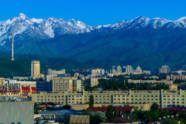 Almaty şehir manzarası, Kazakistan, Orta Asya 
