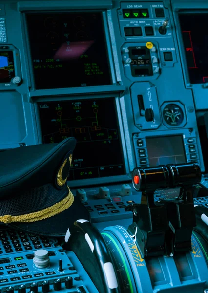 Primo Piano Della Cabina Pilotaggio Dell Aereo — Foto Stock