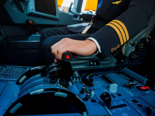 Cropped Image Pilot Plane Cabin — Stock Photo, Image