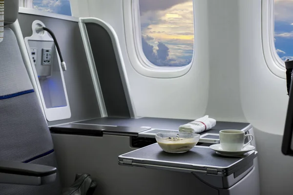 Filas Assentos Uma Cabine Avião — Fotografia de Stock