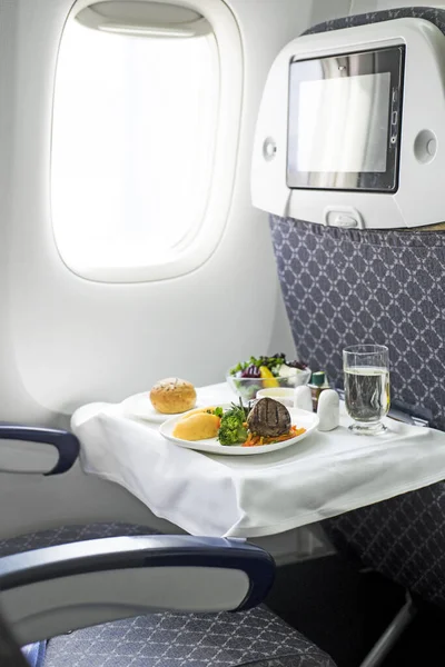 Tasty Meal Served Board Airplane — Stock Photo, Image