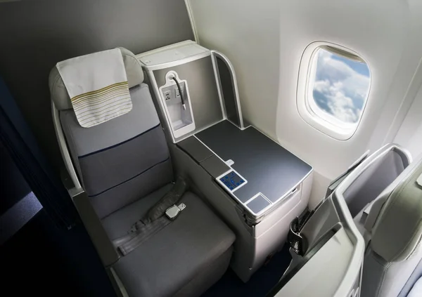 Filas Assentos Uma Cabine Avião — Fotografia de Stock