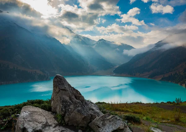 Beau Paysage Avec Montagnes Lac Kazakhstan — Photo