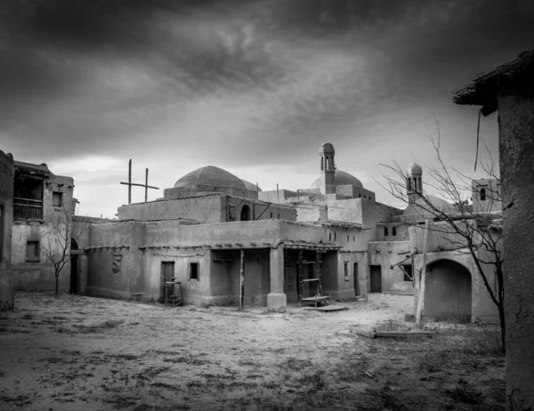 Ασπρόμαυρη Εγκαταλελειμμένη Πόλη Αραβικό Στυλ — Φωτογραφία Αρχείου