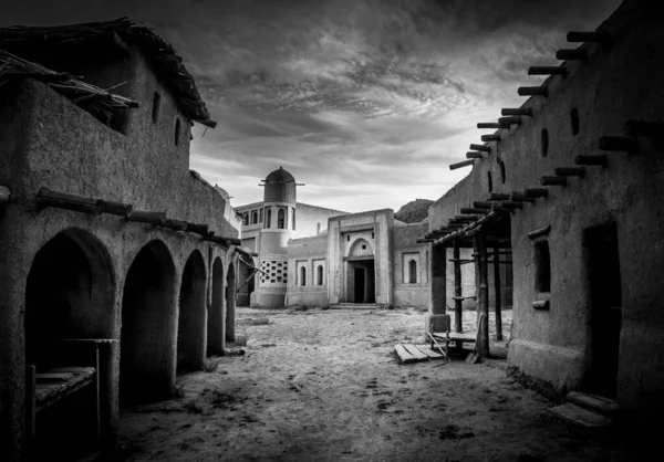 Ciudad Abandonada Blanco Negro Estilo Árabe —  Fotos de Stock