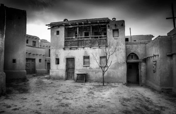 Ασπρόμαυρη Εγκαταλελειμμένη Πόλη Αραβικό Στυλ — Φωτογραφία Αρχείου