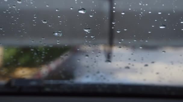Auto glas drogen met automatische droger op auto wasstation — Stockvideo