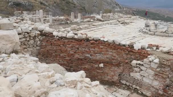 Місце археологічних розкопок в Sagalassos в Туреччині, центр міста — стокове відео