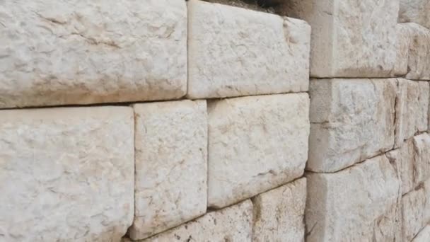 Stary kamień tekstura ściana w starożytnym mieście Sagalassos — Wideo stockowe