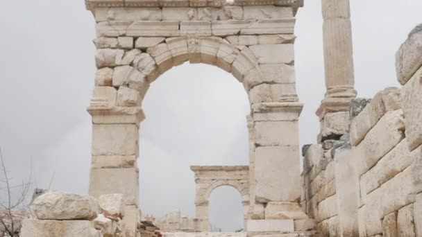 土耳其 sgalassos 考古遗址的门头沟拱门, — 图库视频影像