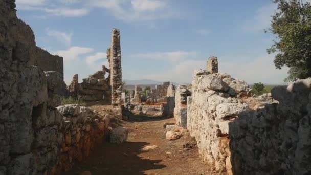Širokoúhlý objektiv starověké město Lyrboton Kome v Turecku — Stock video
