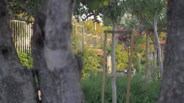 Mujer joven en ropa casual de verano caminando sola la ciudad baja — Vídeos de Stock