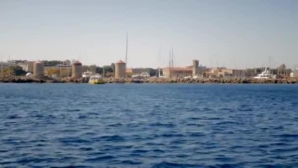 Rhodes city from the sea side — Stock Video