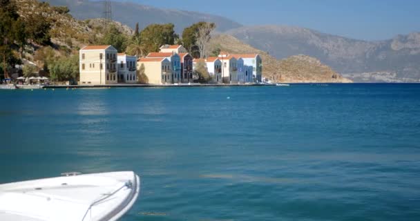 Kastellorizo, Greece - September 13, 2017 Seafront street — Stock Video