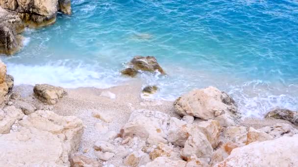푸른 바다와 아름다운 VIP 모래 해변 — 비디오