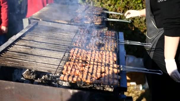 Barbecue sulla griglia — Video Stock