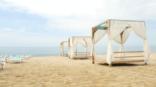 Alanya Kleopatra beach before season start in summer resort in Turkey — Stock Video