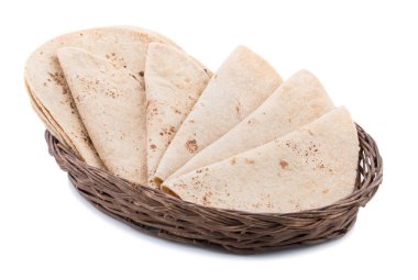 Geleneksel Hint Mutfağı Chapati Roti, Fulka, Paratha, Hint Ekmeği, Düz Ekmek, Chapathi, Wheaten Düz Ekmek, Chapatti, Chappathi veya Beyaz Arkaplanda Kulcha olarak da bilinir.