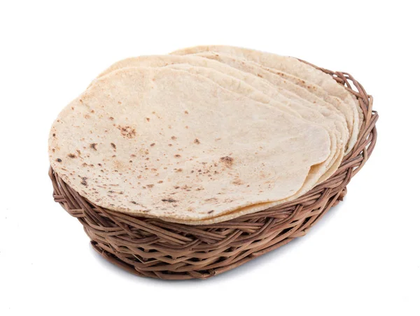 印度传统厨师Chapati也知道Roti Fulka Paratha Indian Bread Flatbread Whole Wheat Flat Bread — 图库照片