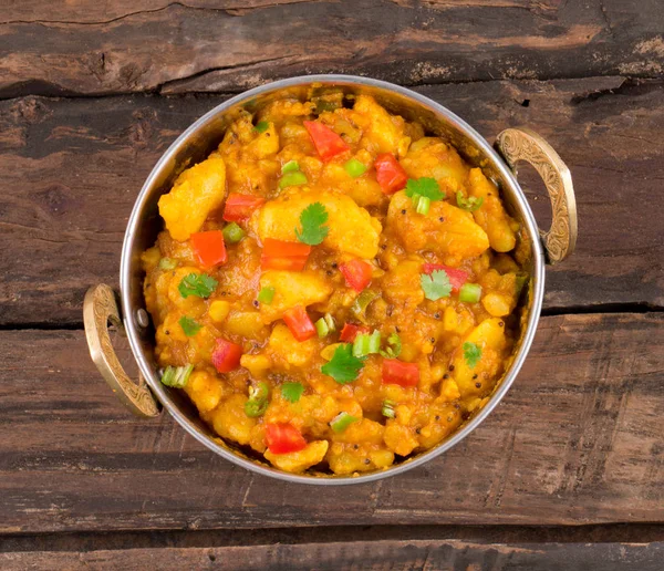 Cocina India Aloo Frito Picante También Conocido Como Papa Frita —  Fotos de Stock